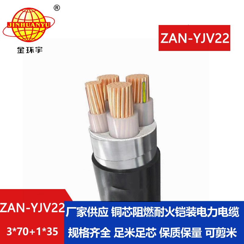 金環(huán)宇電線(xiàn)電纜 阻燃耐火電纜ZAN-YJV22-3X70+1X35深圳